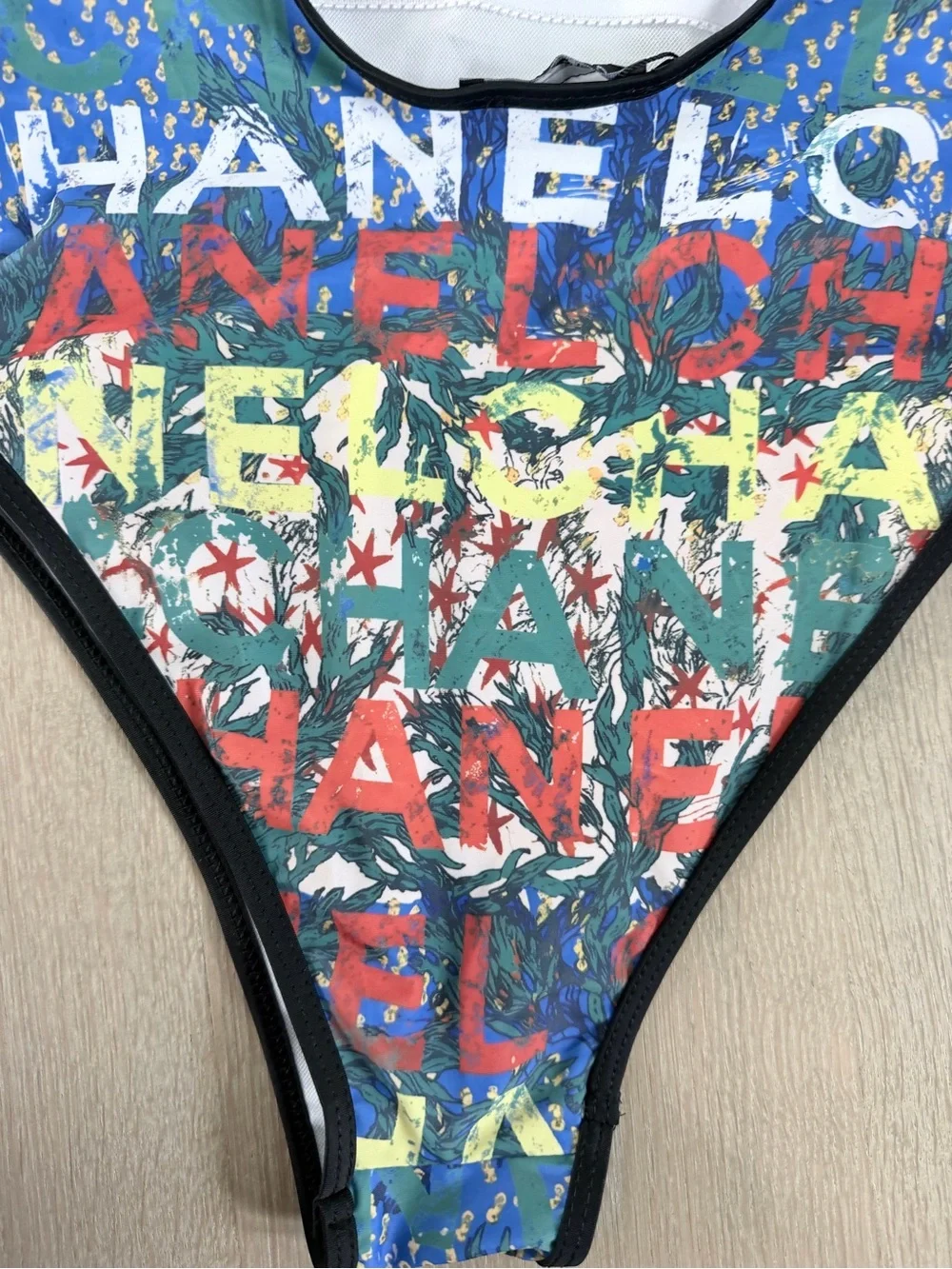 Chanel Multicolor Logo-Print One Piece Swimsuit size S